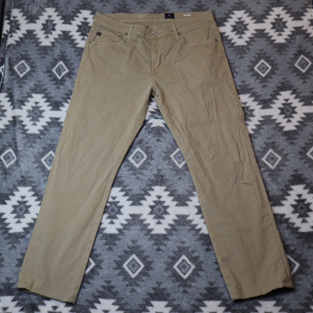 AG Adriano Goldschmied The Graduate Tan Khaki Tailored Leg Pants 36x34 1174SUD